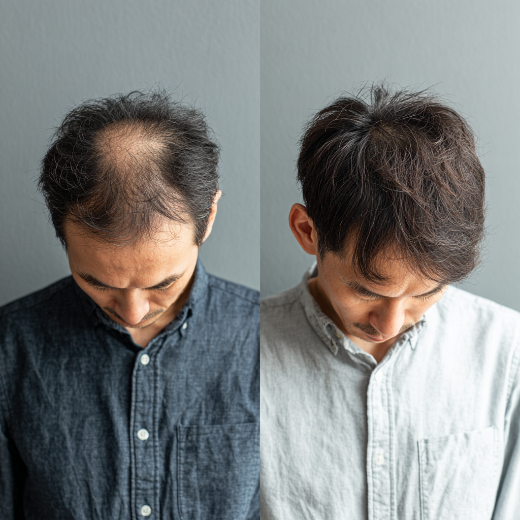 각질과 유분으로 막혀있는 두피 모공 확대 이미지